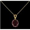 Image 2 : 14KT Two Tone Gold 6.51ctw Ruby and Diamond Pendant with Chain