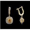 Image 2 : 14KT Yellow Gold 1.40ctw Yellow Sapphires and Diamond Earrings
