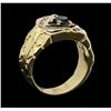 Image 4 : 14KT Yellow Gold Mens 0.70ct Sapphire and Diamond Ring