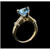 Image 4 : 14KT Yellow Gold 2.00ct Blue Topaz and Diamond Ring