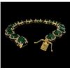 Image 4 : 14KT Yellow Gold 24.29ctw Emerald and Diamond Bracelet