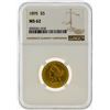 Image 1 : 1895 $5 Liberty Head Half Eagle Gold Coin NGC MS62