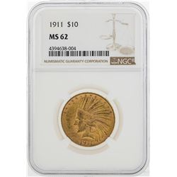 1911 $10 Indian Head Eagle Gold Coin NGC MS62