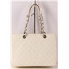 Image 2 : Authentic Chanel Grand Shopping Tote White Caviar Leather Silver Hardware GST