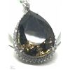 Image 1 : #3-STERLING SILVER SMOKEY QUARTZ & CZ PENDANT