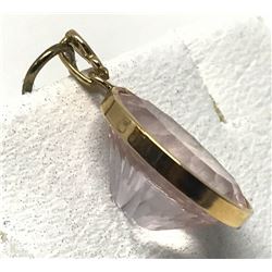 #12-14K GOLD ROSE QUARTZ PENDANT