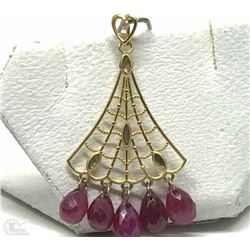 #22-14K GOLD RUBY(5.2CT) & DIAMOND PENDANT