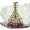 Image 1 : #22-14K GOLD RUBY(5.2CT) & DIAMOND PENDANT