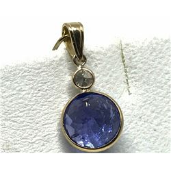 #23-14K GOLD TANZANITE (3.70CT) DIAMOND PENDANT
