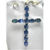 Image 1 : #24-STERLING SILVER SAPPHIRE(5.0CT) CROSS PENDANT