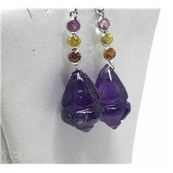 #32-14K GOLD AMETHYST & SAPPHIRE EARRINGS