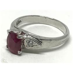 #42-STERLING SILVER RUBY & CZ RING