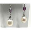 Image 1 : #47-14K GOLD FW PEARL & SAPPHIRE(0.8CT) EARRINGS