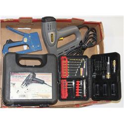 LOT OF TOOLS- MILWAUKEE 1220HMK HEAT GUN, STANLEY