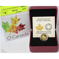 31) RCM 2014 $5 PURE GOLD COIN-O CANADA-CANADA