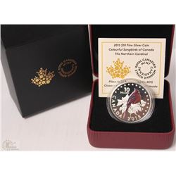 45) RCM 2015 $10 FINE SILVER COIN-THE CARDINAL