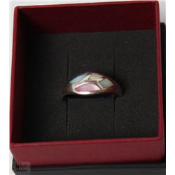 .925 SILVER RING W/MOTHER OF PEARL IN-LAY -