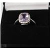 Image 1 : .925 SILVER RING W/AMETHYST & CZS - SIZE 7
