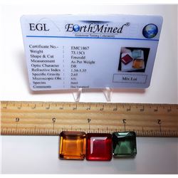 LOT OF 3 EMERALD CUT BERYL GEMSTONES