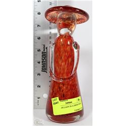ART GLASS LADY IN A DRESS WITH HAT