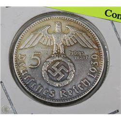 GERMAN NAZI 5 MARK 1939 COIN