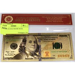 US 24K $100 GOLD BANK NOTE