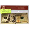 Image 1 : US 24K $100 GOLD BANK NOTE