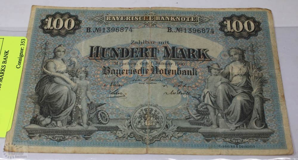 1900 Bank Note 1900 GERMAN 100 MARKS BANK NOTE