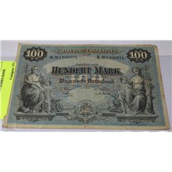 1900 GERMAN 100 MARKS BANK NOTE