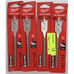 LOT OF 4 MILWAUKEE FLAT BORING BITS