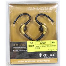 KEEKA SPORTS HEADPHONES WITH MICROPHONE