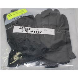 2 PACK LADIES LEATHER GLOVES SMALL
