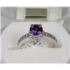 Image 1 : #85-PURPLE AMETHYST &CZ RING,925 STERLING SILVER