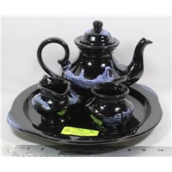 BLACK AND BLUE MOUNTAIN POTTERY TEA SET MADE IN
