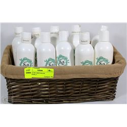 BASKET W/3 NEW SALON SHAMPOOS, 3