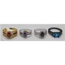 FOUR NEW GOLD FILLED/PLATED LADIES RINGS