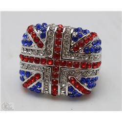 NEW MENS STAINLESS STEEL BRITISH FLAG RING