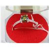 Image 1 : #40- GREEN PERIDOT &CZ .925 STERLING SILVER RING