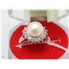 Image 1 : #25-AKOYA PEARL &CZ .925 STERLING SILVER RING