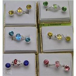6 ASSORTED SS FASHION RING AND EARRING SETS