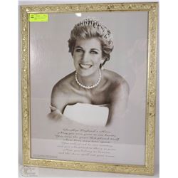 ENGLISH ROSE - DIANA  FRAMED PRINT  22"X 18"