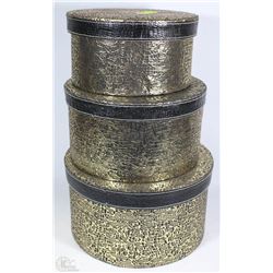 3 PC GOLD AND BLACK STORAGE SET