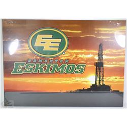 NEW EDMONTON ESKIMOS ILLUMINATED CANVAS ART 28X20"