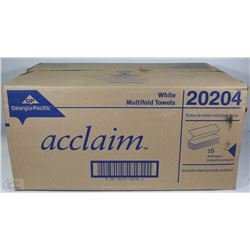 CASE OF ACCLAIM WHITE MULTI FOLD TOWELS