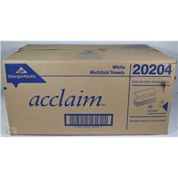 CASE OF ACCLAIM WHITE MULTI FOLD TOWELS