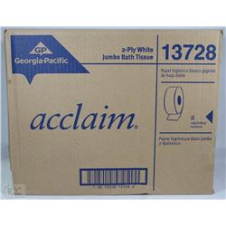 CASE OF ACCLAIM 2 PLY WHITE JUMBO BATH TISSUE