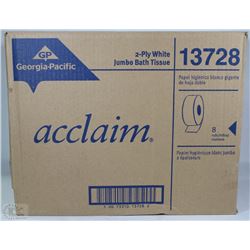 CASE OF ACCLAIM 2 PLY WHITE JUMBO BATH TISSUE