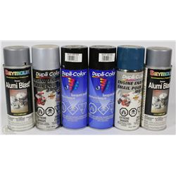 CASE OF 6 ASSORTED CANS OF SPRAY PAINT