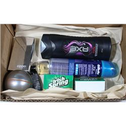 BOX W/NEW MEN'S AXE/GILLETTE & IRISH