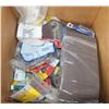 Image 1 : BOX OF ASSORTED SAND PAPER, DRILL BITS, FASTENERS,